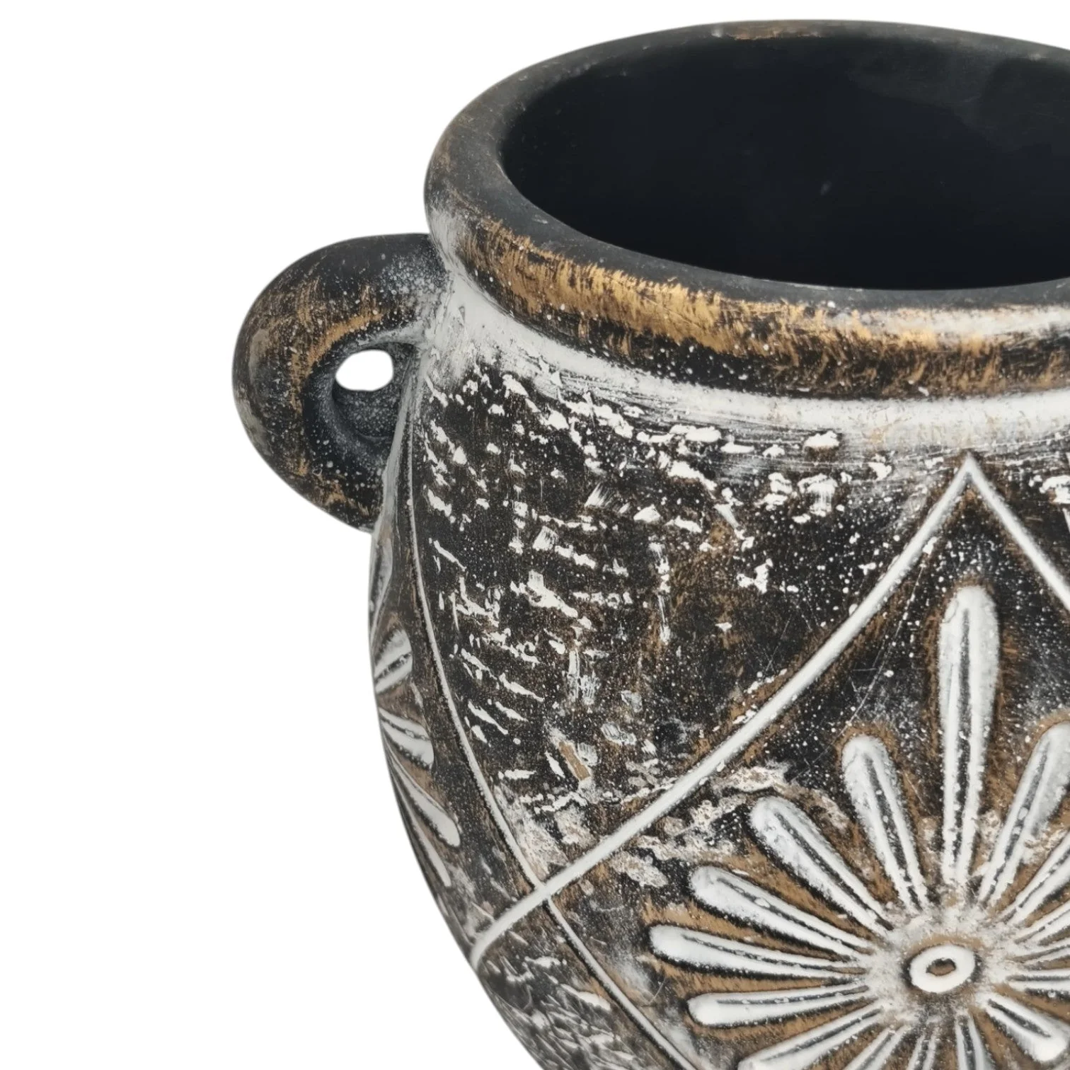 AKDC Ceramic Vase Home Décor Accents Table With Handle-11cmX9cm-Black - Image 4