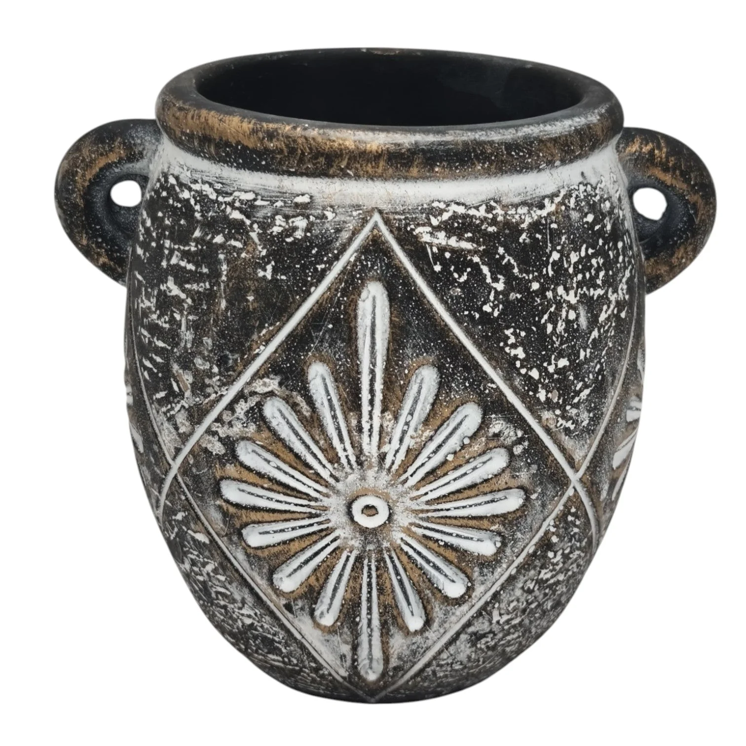 AKDC Ceramic Vase Home Décor Accents Table With Handle-14cmX10cm-Black