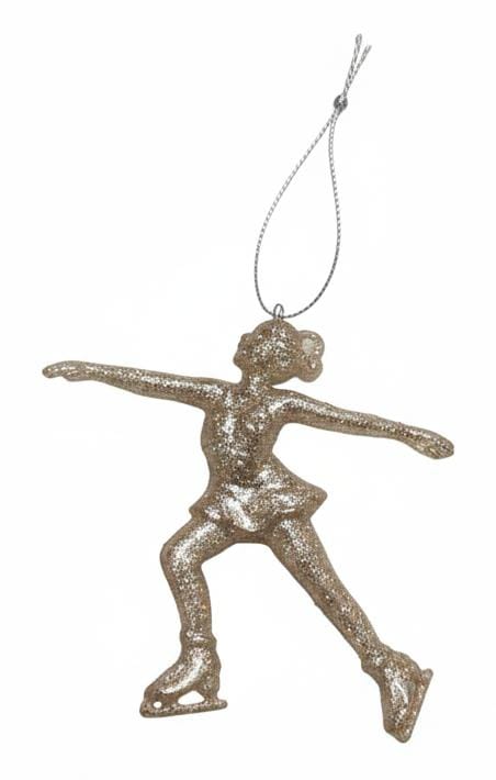 AKDC Christmas Hanging Tree Ornament – Glittery Ice Skater Girl Figurine for Winter Wonderland Décor, 13 cm