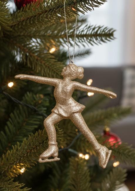 AKDC Christmas Hanging Tree Ornament – Glittery Ice Skater Girl Figurine for Winter Wonderland Décor, 13 cm - Image 2
