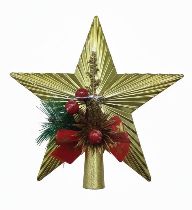 AKDC Christmas Tree Topper Star – Classic Holiday Star for Tree Crown Decoration, 20 cm