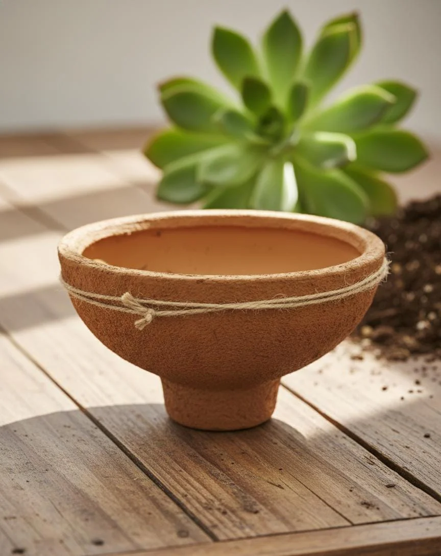 AKDC Classic Clay Plant Pot – Sand Tone – 11×20 cm – Hand-Molded Unique Shape - Image 2