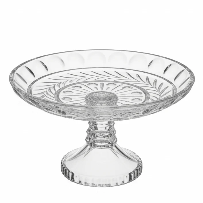 AKDC Classic Footed Glass Candy Tray – Elegant Serving Tray for Sweets, Dry Fruits & Snacks – 23×13 cm