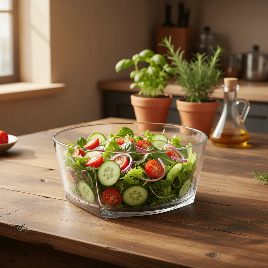 AKDC Classic Round Clear Acrylic Salad Bowl for Everyday Dining, Parties and Serving – Spacious and Durable 25 × 12 cm - Image 2