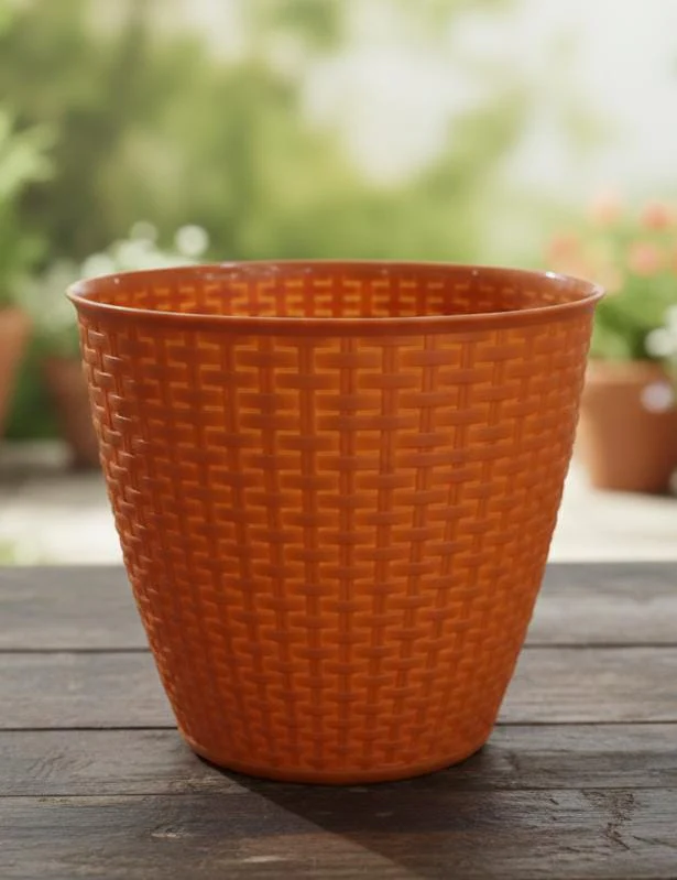 AKDC Classic Sand Color Round Plastic Plant Pot – Sturdy Lightweight Planter – 20 cm - Image 2