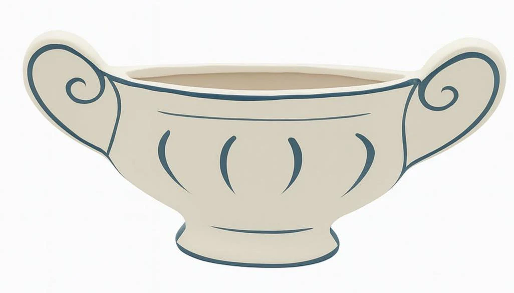 AKDC Classic Urn Style Clay Flower Vase 28cm*5cm*16.5cm, White and Blue - Image 2