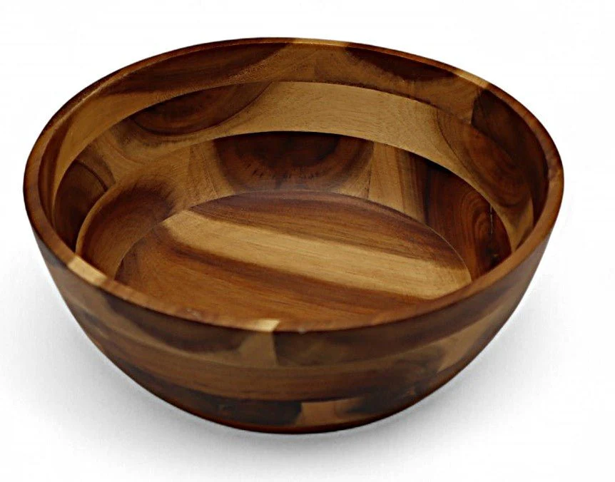 AKDC Classic Wooden Bowl – 20×8 cm, Natural Finish for Serving and Dining - Image 2