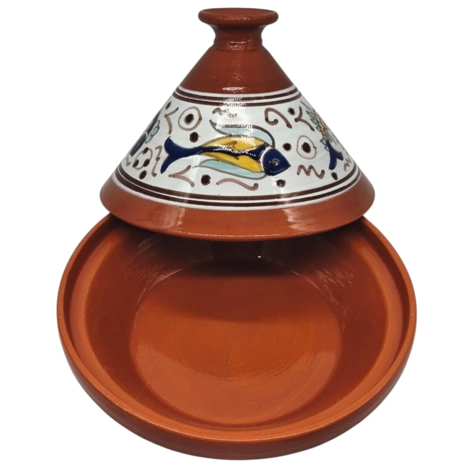AKDC Tunisian Clay Tagine With Lid Fish Painting -22CM - Made in Tunisia - Image 4