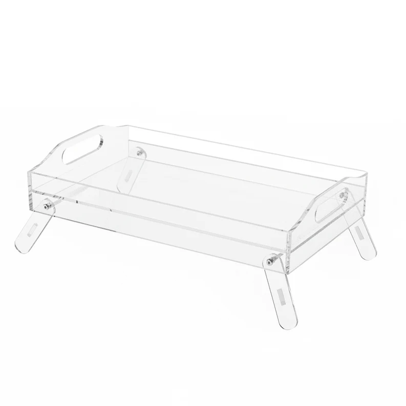 AKDC Clear Acrylic Foldable Serving Tray with Raised Stand Lightweight and Functional Serving Solution 30x23 cm
