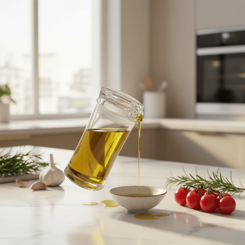 AKDC Clear Acrylic Oil Dispenser for Kitchen Cooking Oil Storage 280 ml - Image 2
