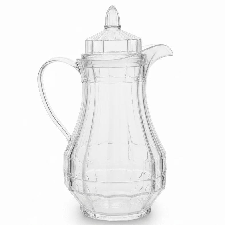 AKDC Clear Acrylic Serving Jug with Lid Spill Resistant Water Juice Pitcher for Home and Outdoor Use 25 × 14 cm