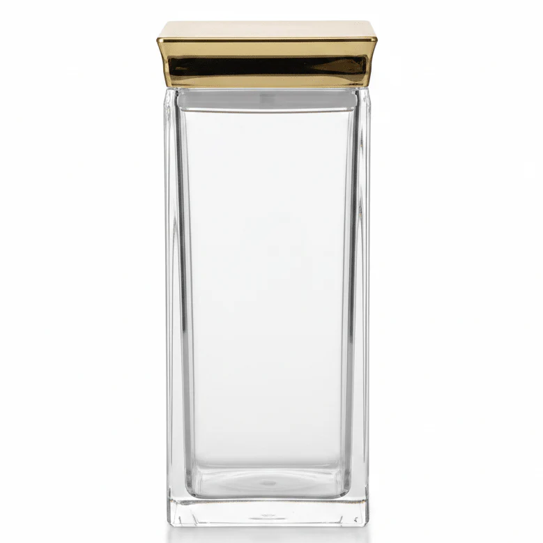 AKDC Clear Acrylic Storage Canister with Premium Gold Lid Stylish Airtight Container 1500 ml Capacity