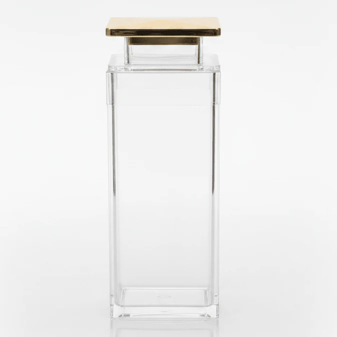 AKDC Clear Acrylic Storage Canister with Premium Gold Lid Stylish Kitchen Organizer 18 × 8.5 cm