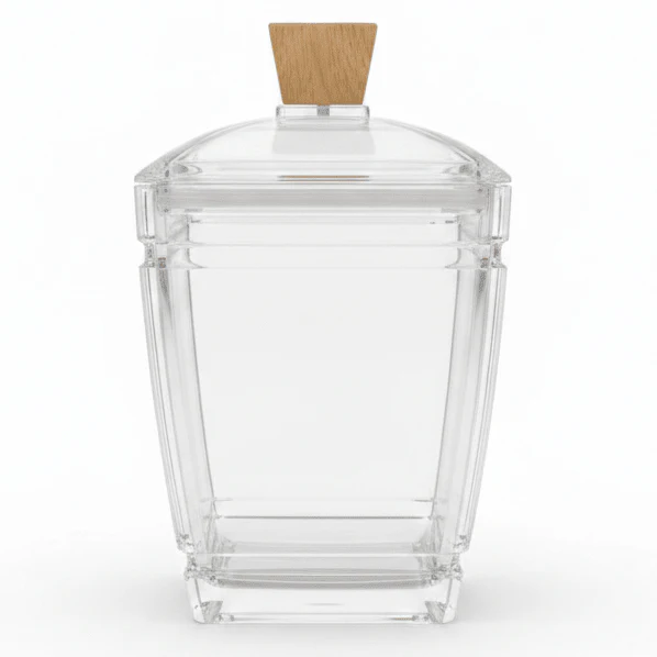 AKDC Clear Acrylic Storage Canister with Secure Lid Transparent Kitchen Organizer Container 14 × 11 cm