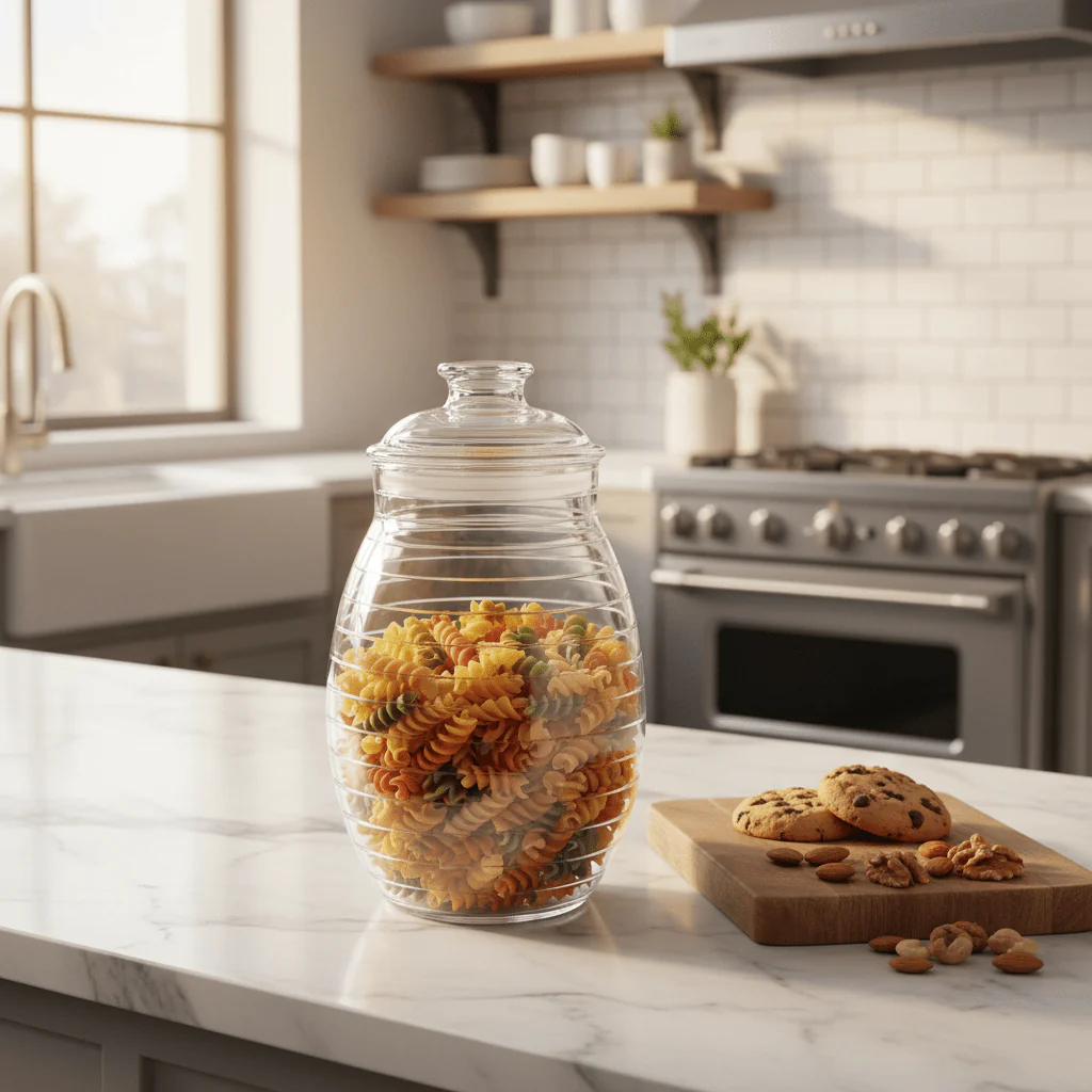 AKDC Clear Acrylic Storage Canister with Secure Lid Transparent Kitchen Organizer Container 20 × 10 cm - Image 2