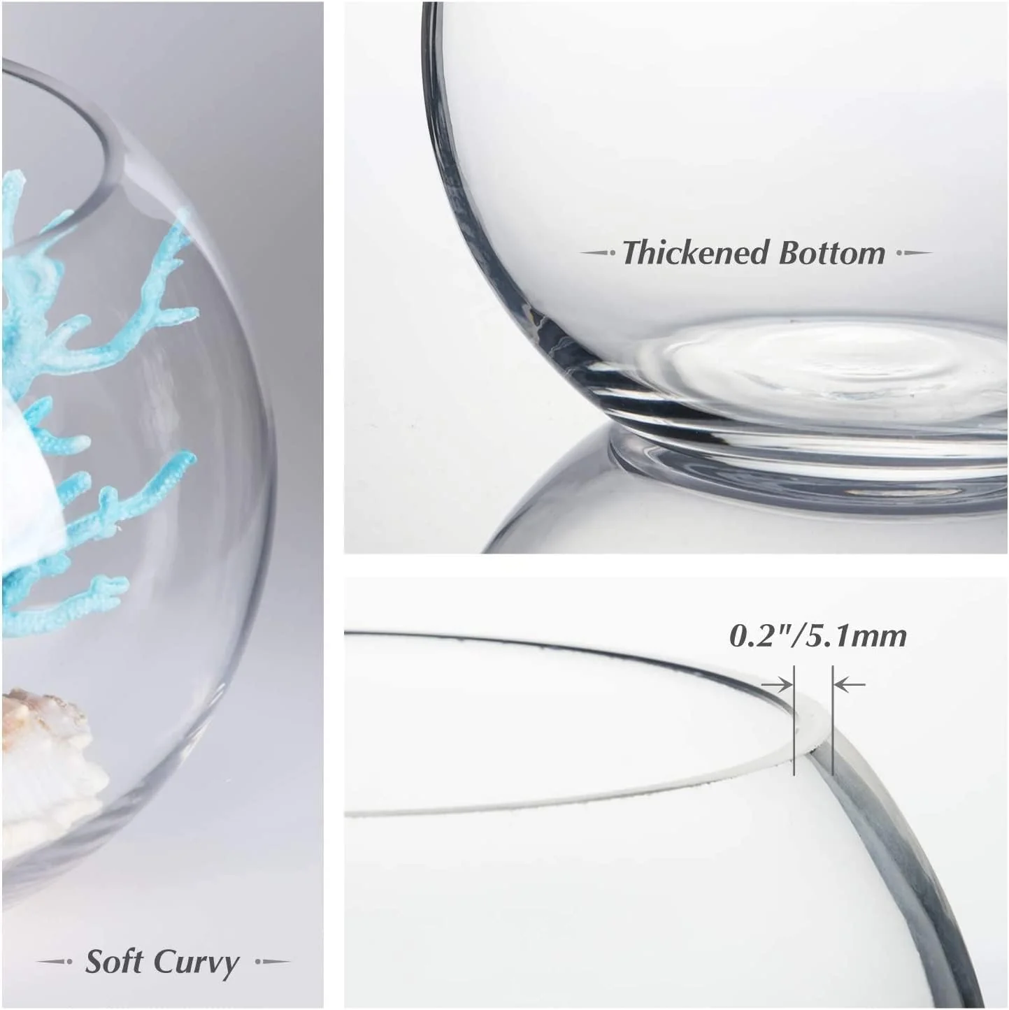 AKDC Clear Bubble Bowl Glass Vase, 4-Inch Transparent Bubbles Planter Terrarium Fish Bowls for Wedding Event Home D‚cor. [1 Piece] (10 cm) - Image 3