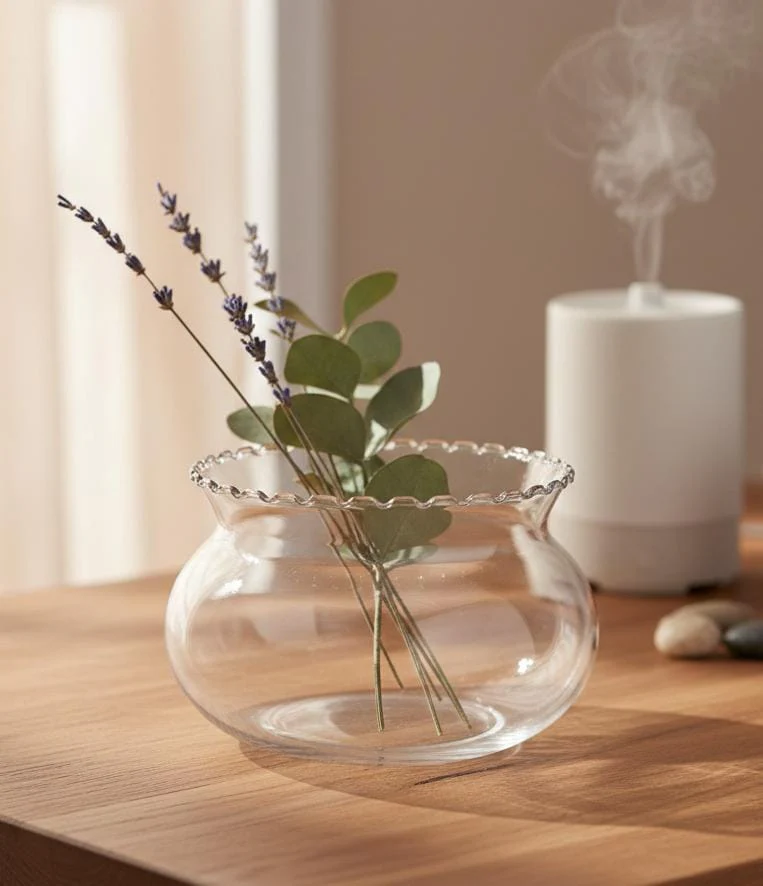 AKDC Clear Transparent Glass Vase – 9×13.5 cm Compact Modern Decoration - Image 2