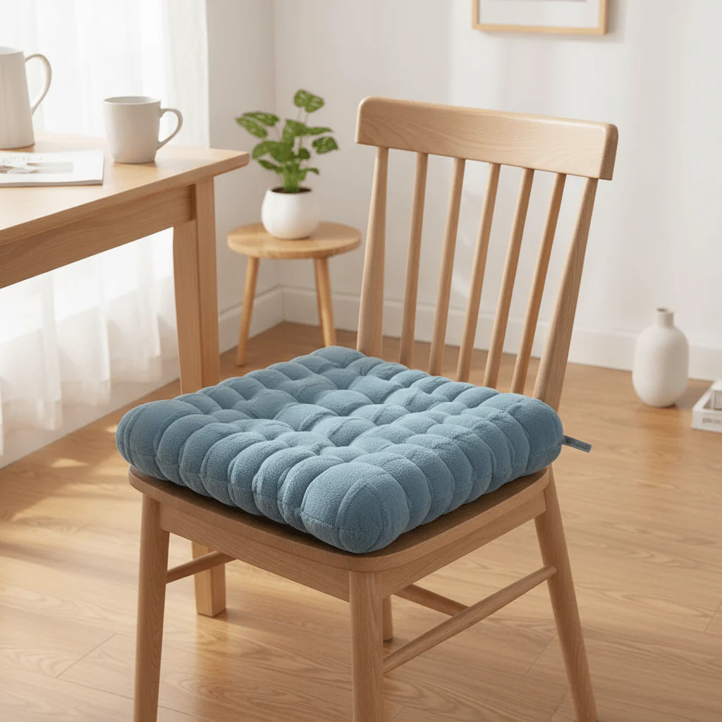 AKDC Comfortable Plush Dusty Blue Square Chair Cushion Soft Supportive Seat Pad for Office Dining and Home Chairs 40 × 40 cm - Image 2