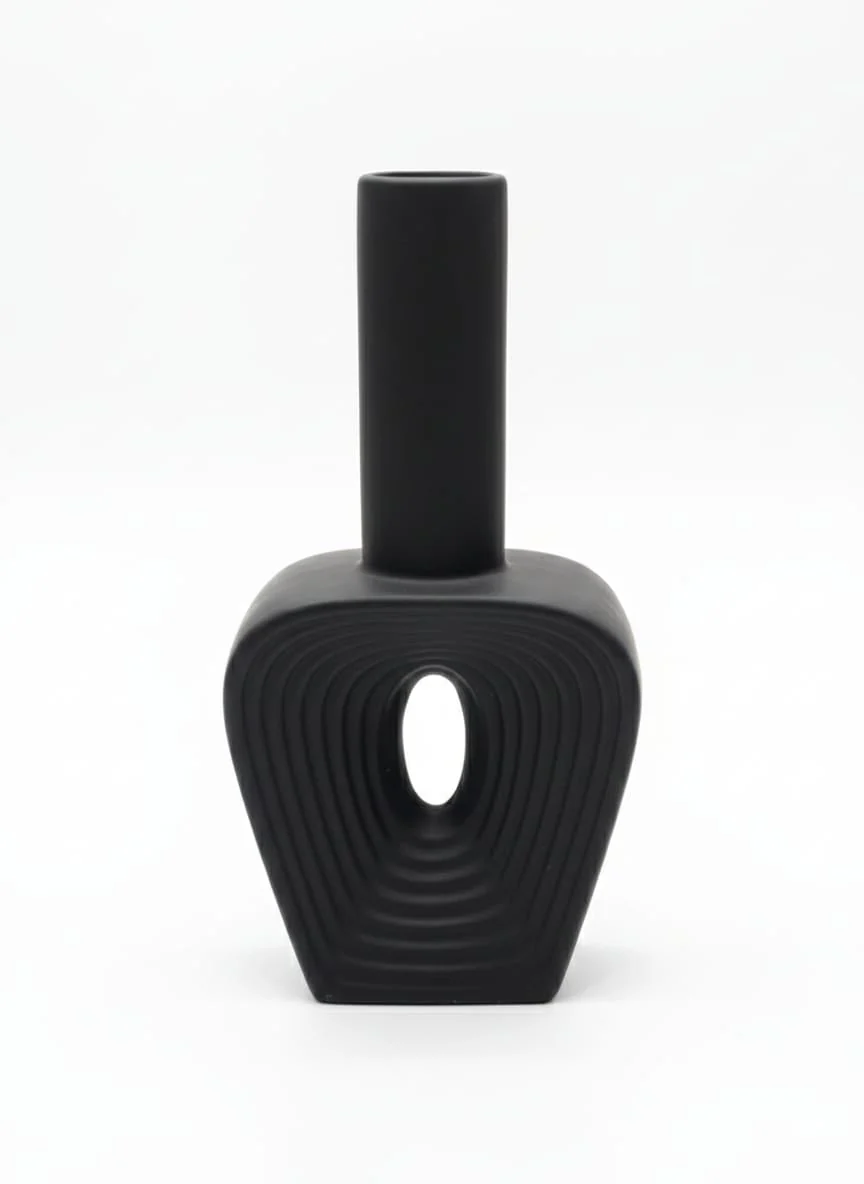 AKDC Compact Black Ceramic Table Vase – 17×13 cm