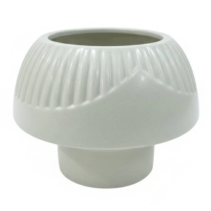 AKDC Compact Ceramic Decorative Flower Vase – Stylish Green Finish Minimal Design, 12 cm