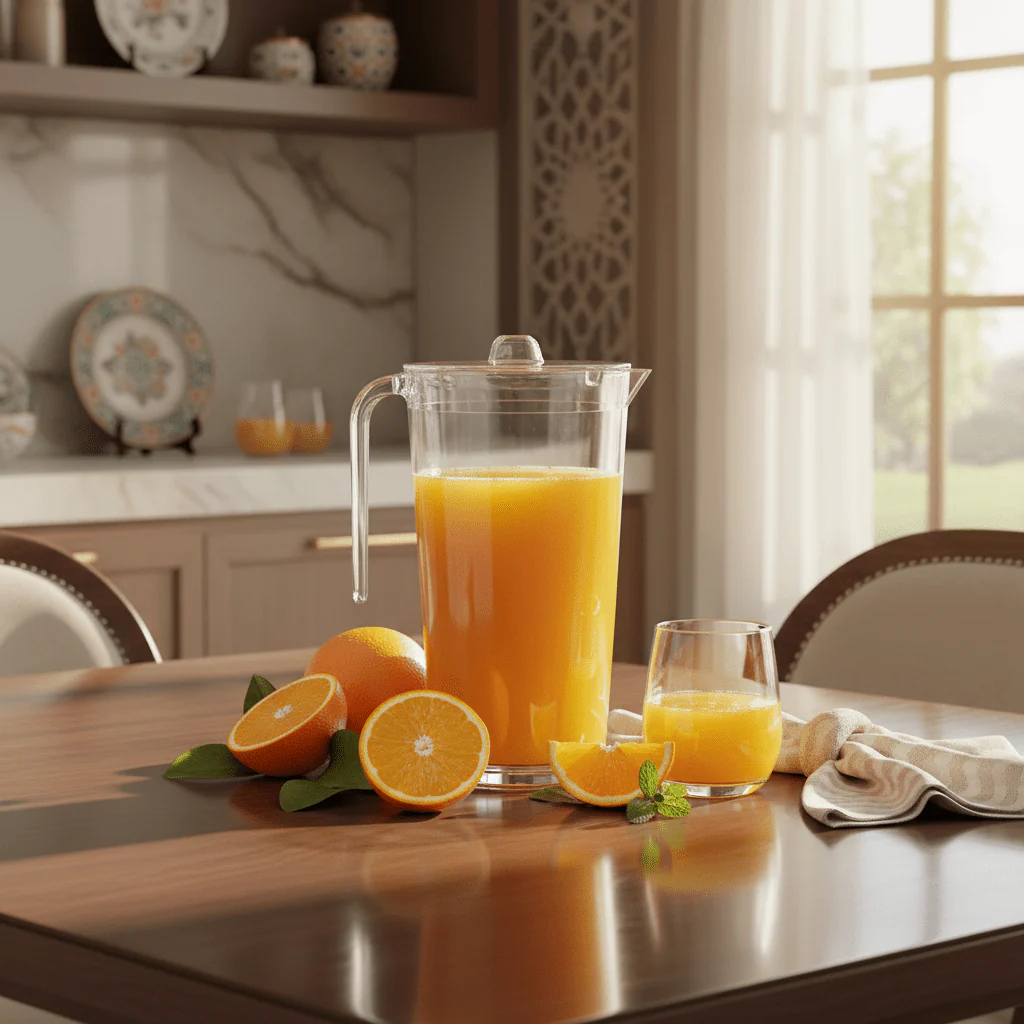 AKDC Compact Clear Acrylic Juice Jug Space Saving Beverage Pitcher for Kitchen Dining and Everyday Use 22 × 10 cm - Image 2