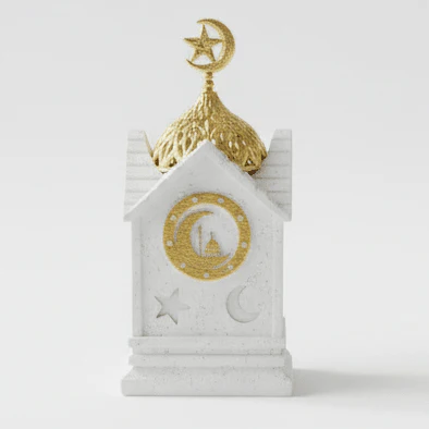 AKDC Compact White Ceramic Incense Burner with Golden Lid – Perfect for Small Spaces and Home Decor – 12 × 8 cm