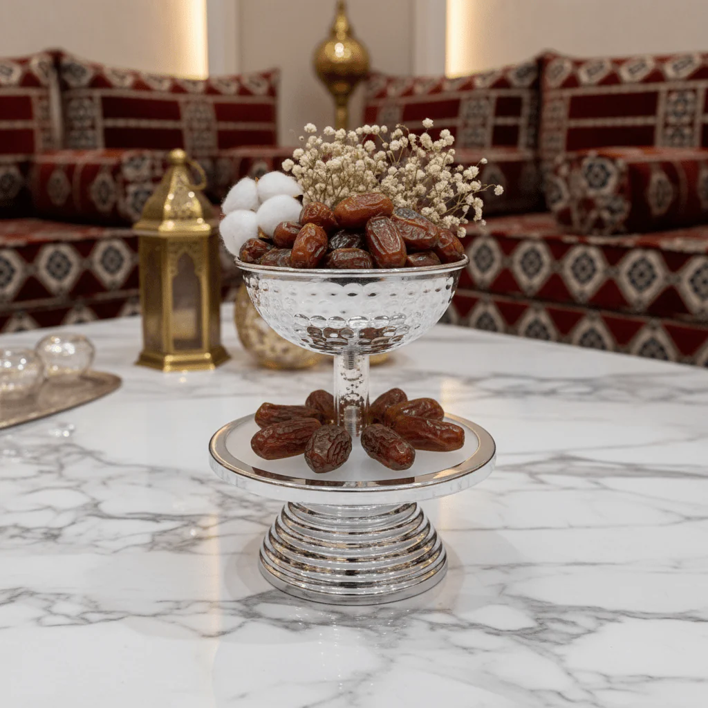 AKDC Contemporary Silver Metal and Acrylic Dessert Tray for Elegant Serving and Display – 20×12 cm - Image 2