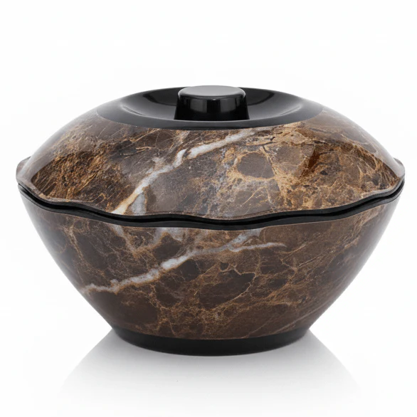 AKDC Melamine Bowl in Dark Brown with Black Rim, Storage & Serving Bowl with Lid – 8 Inch