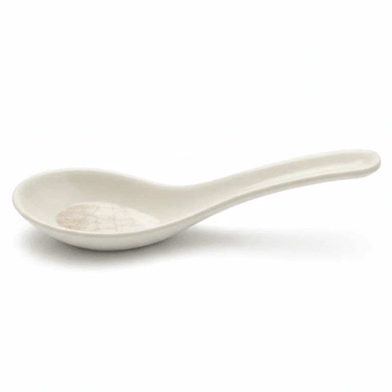 AKDC Cream Crackle Finish Melamine Spoon Durable Food Serving Utensil for Kitchen, Buffet and Catering Use – 13.5 cm