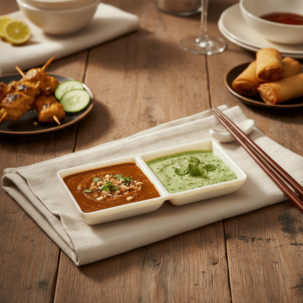 AKDC Cream Speckled Melamine Rectangle 2 Portion Sauce Bowl 14.5 x 7 cm Dual Section Bowl for Dips and Sauces - Image 2