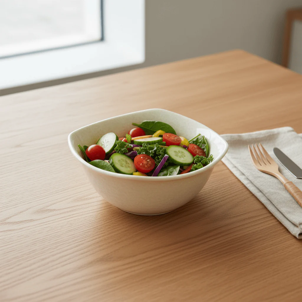 AKDC Melamine Cream Speckled Square Bowl Deep Serving Bowl for Soups, Salads and Snacks – 14 cm - Image 2