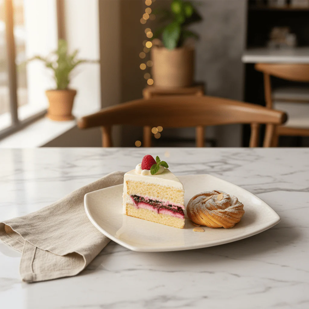 AKDC Melamine Cream Speckled Square Dessert Plate Perfect for Cakes, Pastries and Snacks – 20 cm - Image 2