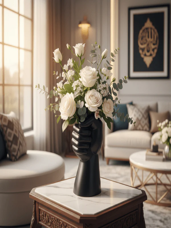 AKDC Creative Hand-Shaped Ceramic Decorative Flower Vase – Bold Black Artistic Design, 20 × 10 cm - Image 3