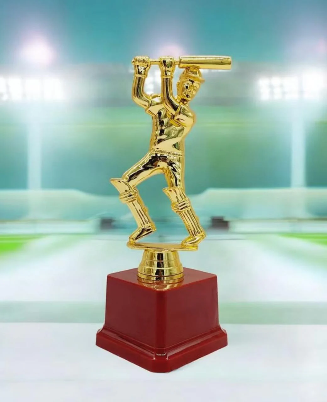 AKDC Cricket Male Trophy Childrens Cup for Sports Party Favors Gift Winner Rewards 18cm Gold&Maroon Color
