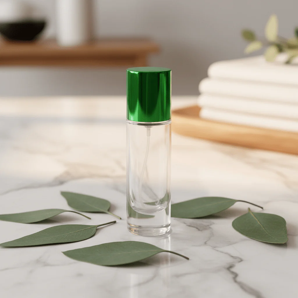 AKDC cylindrical 30ml refillable glass perfume bottle with green cap premium stylish fragrance container gift - Image 2