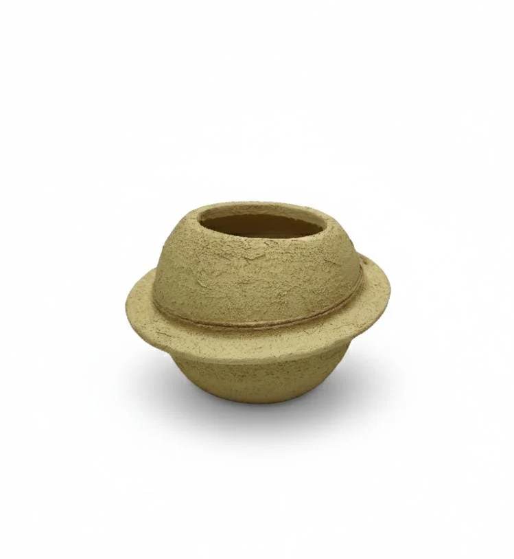 AKDC Decorative Clay Plant Pot – Beige Color – 14×19 cm – Unique Handcrafted Design