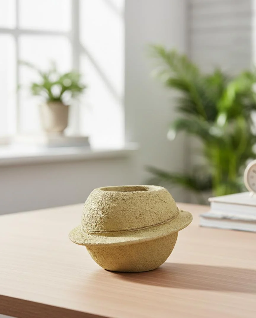 AKDC Decorative Clay Plant Pot – Beige Color – 14×19 cm – Unique Handcrafted Design - Image 2
