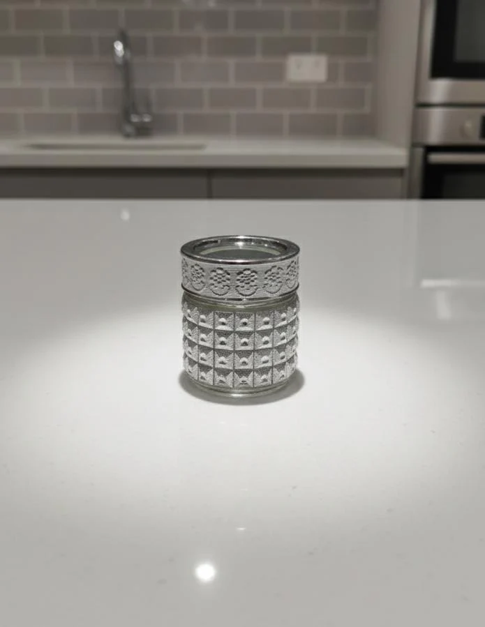 AKDC Decorative Glass Bottle – 6×5 cm Compact Silver Finish Bottle, Ideal for Storage or Home Décor Accent - Image 2
