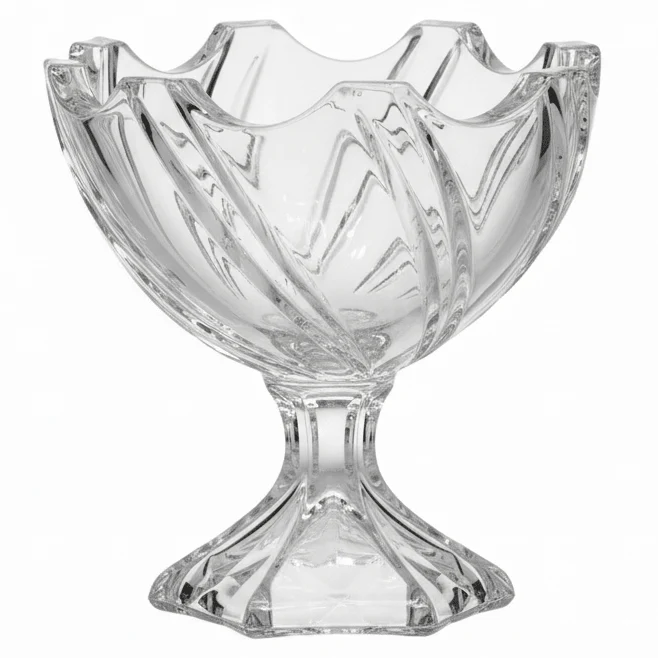 AKDC Deep Footed Glass Fruit Bowl – Large Elevated Bowl for Fruits, Salads & Serving Presentation 17×17 cm