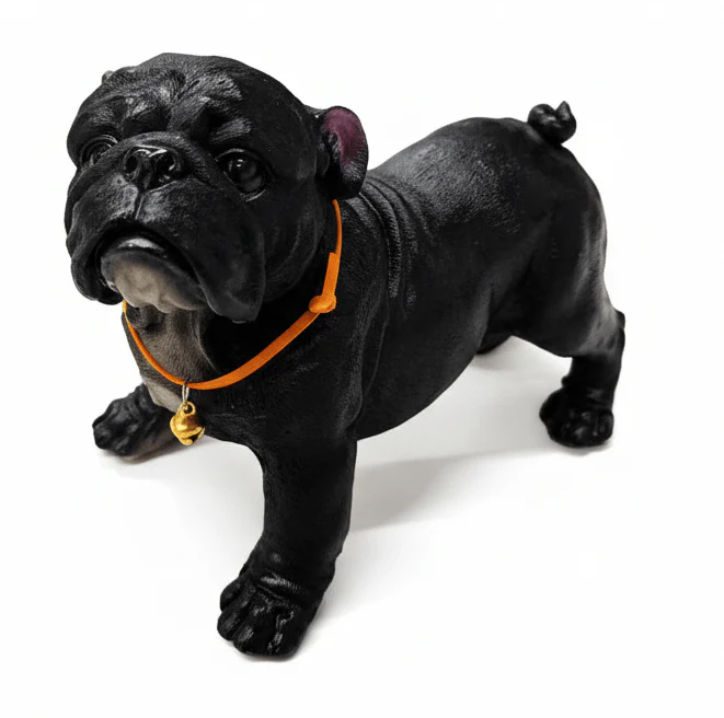 AKDC Designer Black Polyresin  Dog Figurine – Stylish Contemporary Tabletop Animal Décor for Home & Office, 18 × 15 cm