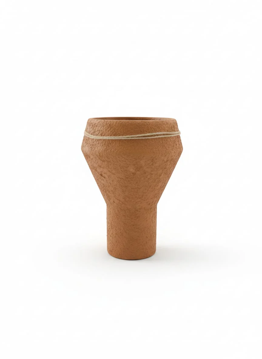 AKDC Designer Clay Plant Pot – Sand Tone – 23×15 cm – Unique Curved Shape