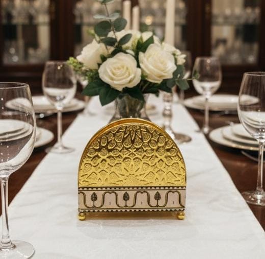AKDC Designer Napkin Holder with Exclusive Gold and Pink Dual-Tone Finish, Decorative Accent for Modern Table Settings