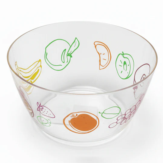 AKDC Designer Round Clear Acrylic Fruit Bowl with Decorative Appeal for Dining, Parties and Home Display – Modern Look 25 cm