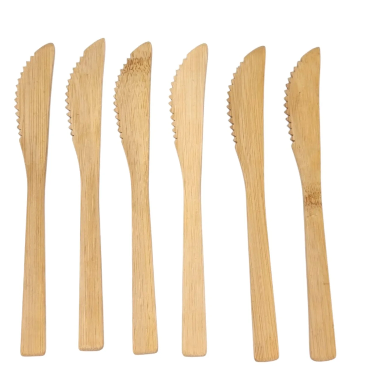 AKDC Disposable Knife Wooden Dining Flatware Ideal for Kids Birthday, Wedding & Party-Set Of 6Pcs-19cmX2.5cm - Image 2