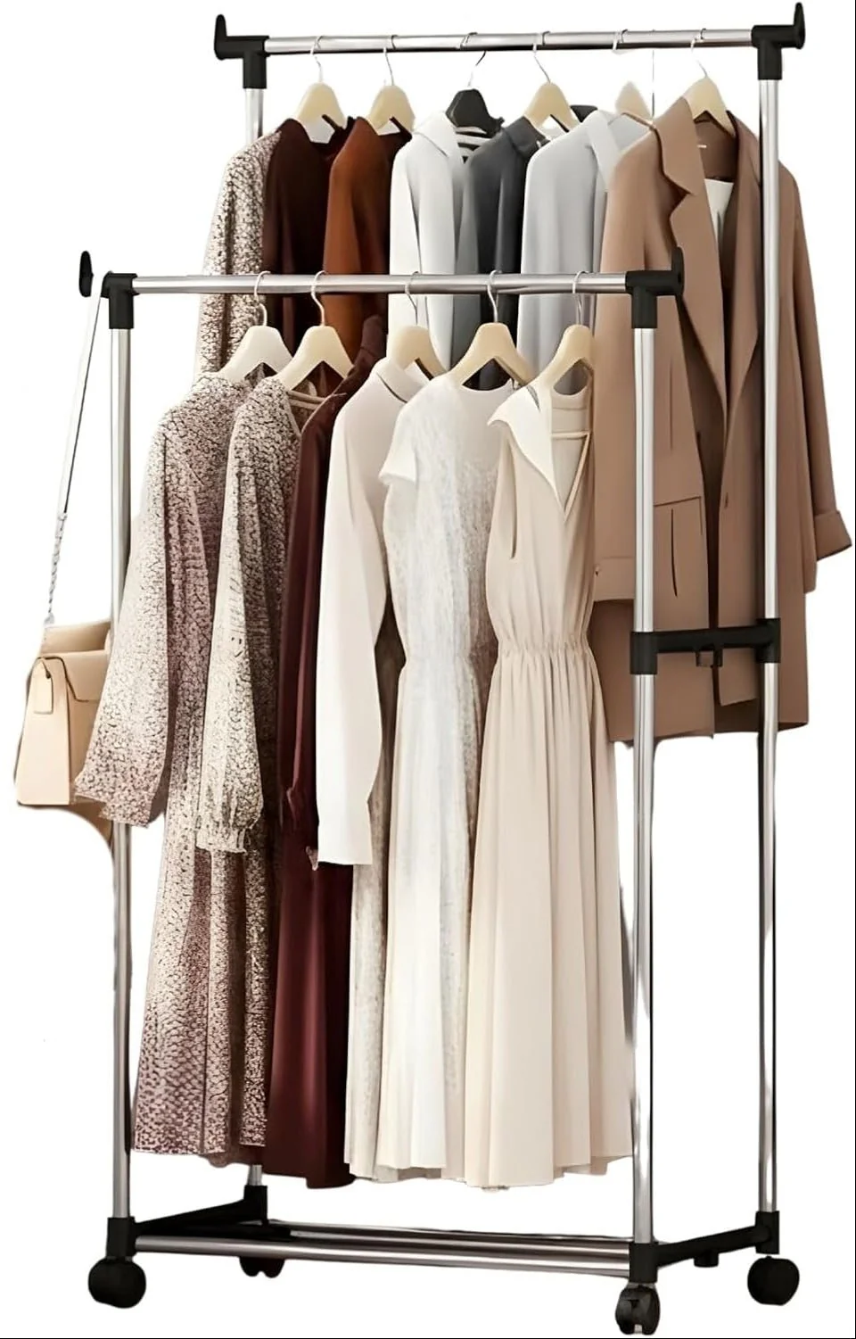 AKDC Double Pole Cloth Rack | Stainless Steel | 750L × 430W × 1000–1600H mm