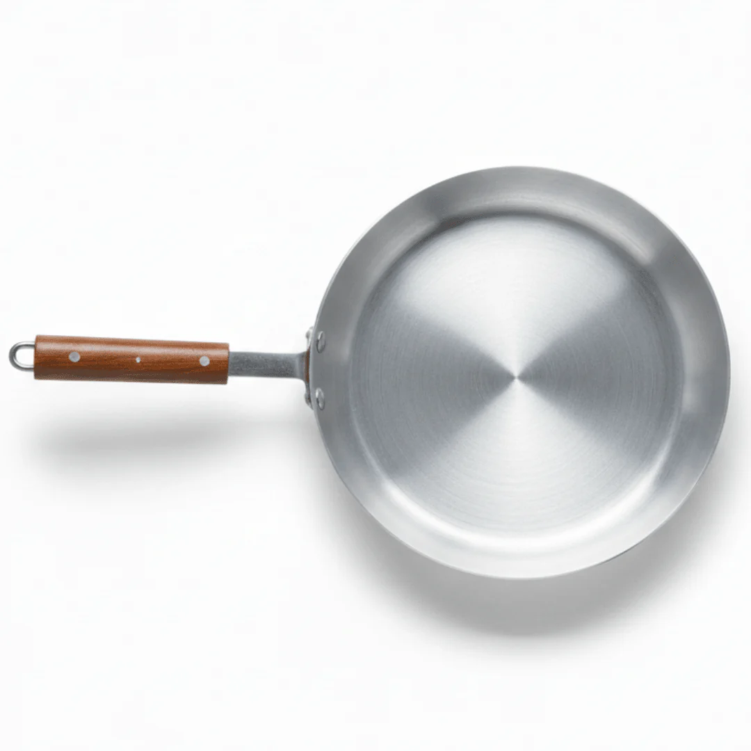 AKDC Durable Round Aluminum Fry Pan with Ergonomic Wooden Handle for Easy Grip Cooking – 28 cm