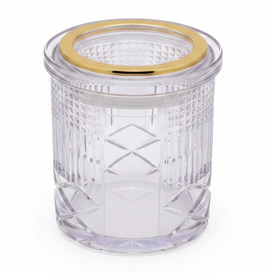 AKDC Elegant Acrylic Storage Canister with Lid Stylish Transparent Organizer Container 12 × 10 cm