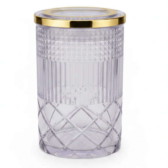 AKDC Elegant Acrylic Storage Canister with Lid Stylish Transparent Organizer Container 16 × 10 cm