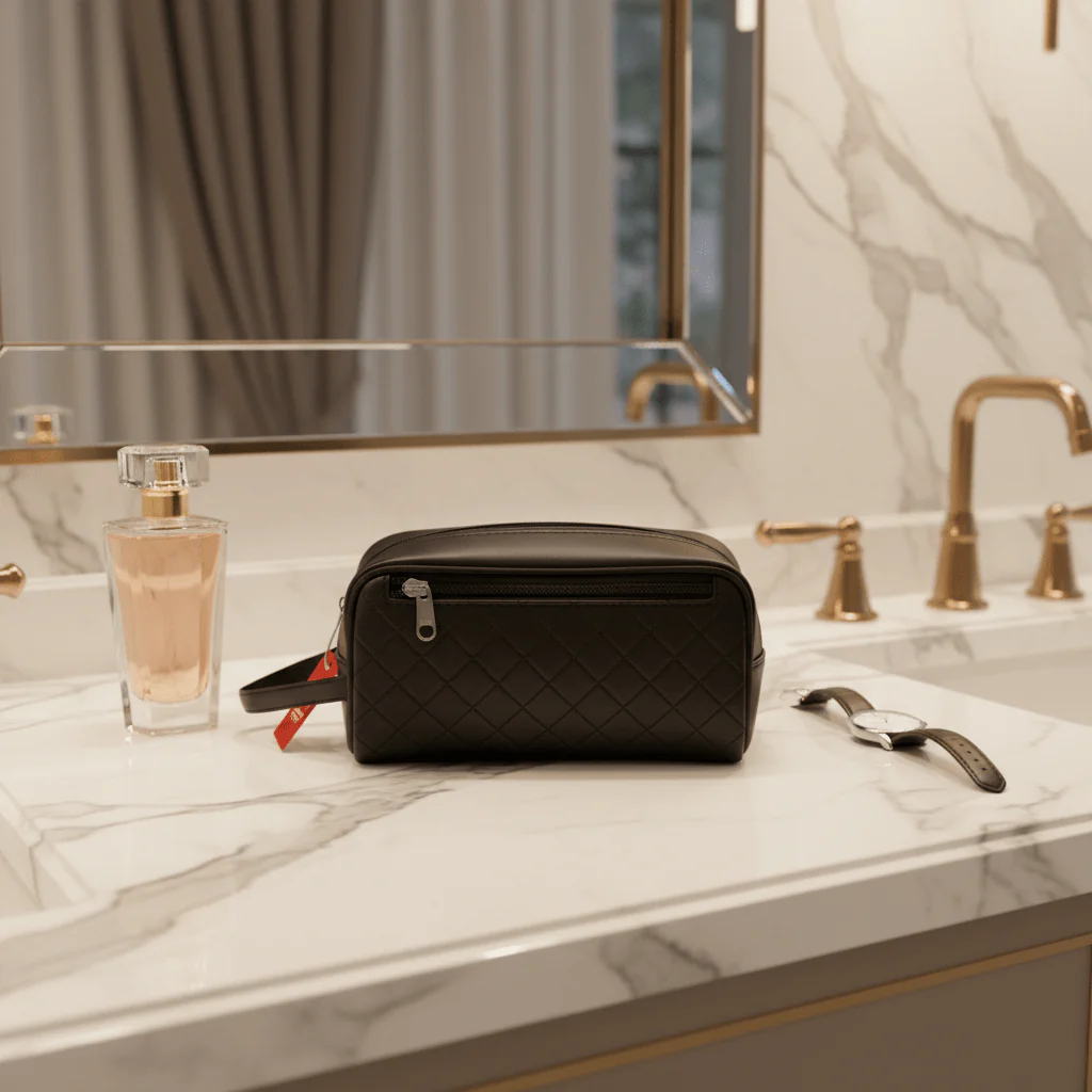 AKDC Elegant Black Artificial Leather Handbag Pouch 22×13 cm Refined Look with Extra Storage Capacity - Image 2