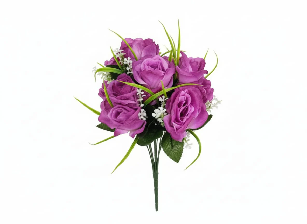 AKDC Elegant Blossom Soft Artificial Pink Rose Branch – High-Quality Silk Finish with Long Plastic Stem – 44 cm Home & Event Décor